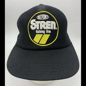 Vintage Stren Fishing Line Vintage Black Trucker Mesh Snapback Hat Black NWOT